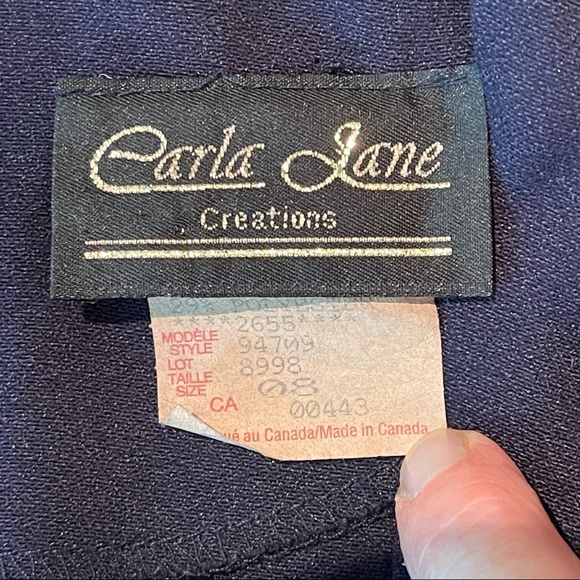 Vintage Navy Midi Dress with Built in Embroidered Vest - Picture 7 of 9